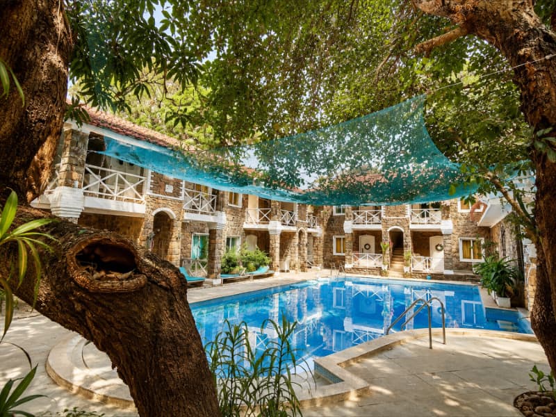 The Tamarind heritage villa at golden hour.